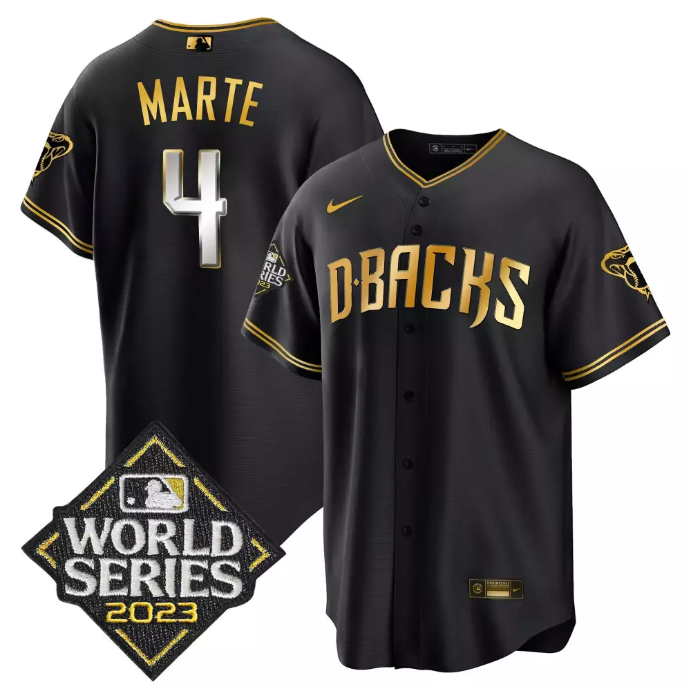 Ketel Marte Arizona Diamondbacks Black Limited Men's 2023 World Series Cool Base Gold Jersey | All Stitched | Limited Edition Fan Gear | For Men, Women & Youth