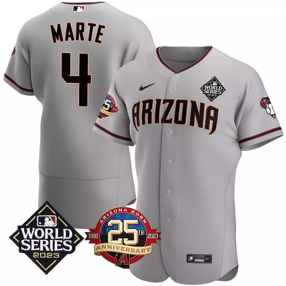 Ketel Marte Arizona Diamondbacks 2023 Gray Jersey with 25th Anniversary Patch | Limited Edition Fan Gear for Men, Women & Youth