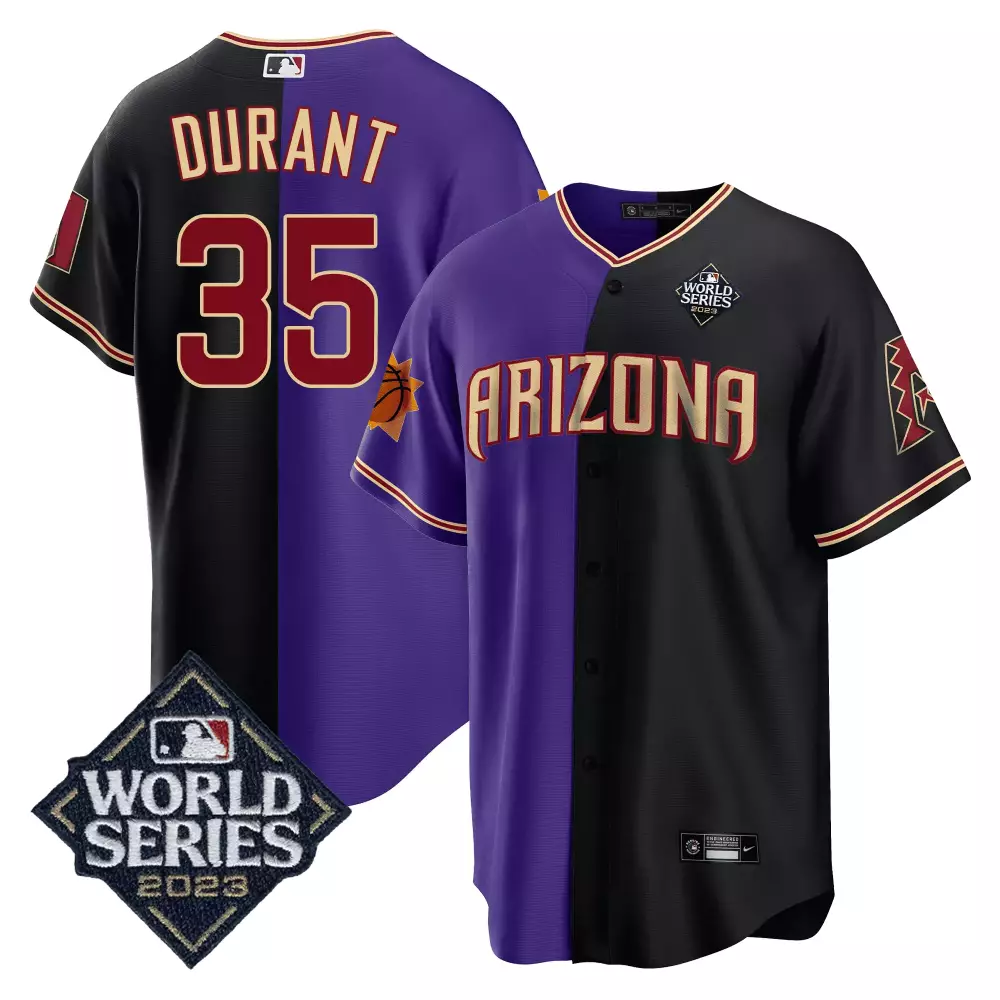 Kevin Durant 2023 Arizona Diamondbacks Jersey | Black Purple Split Stitched | World Series Patch | For Men, Women & Youth