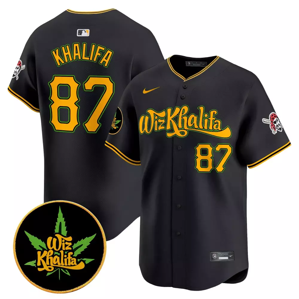 Khalifa 1987 Gold Men's Pittsburgh Pirates Wiz Khalifa Vapor Premier Limited Jersey | All Stitched | Exclusive Fan Gear | For Men