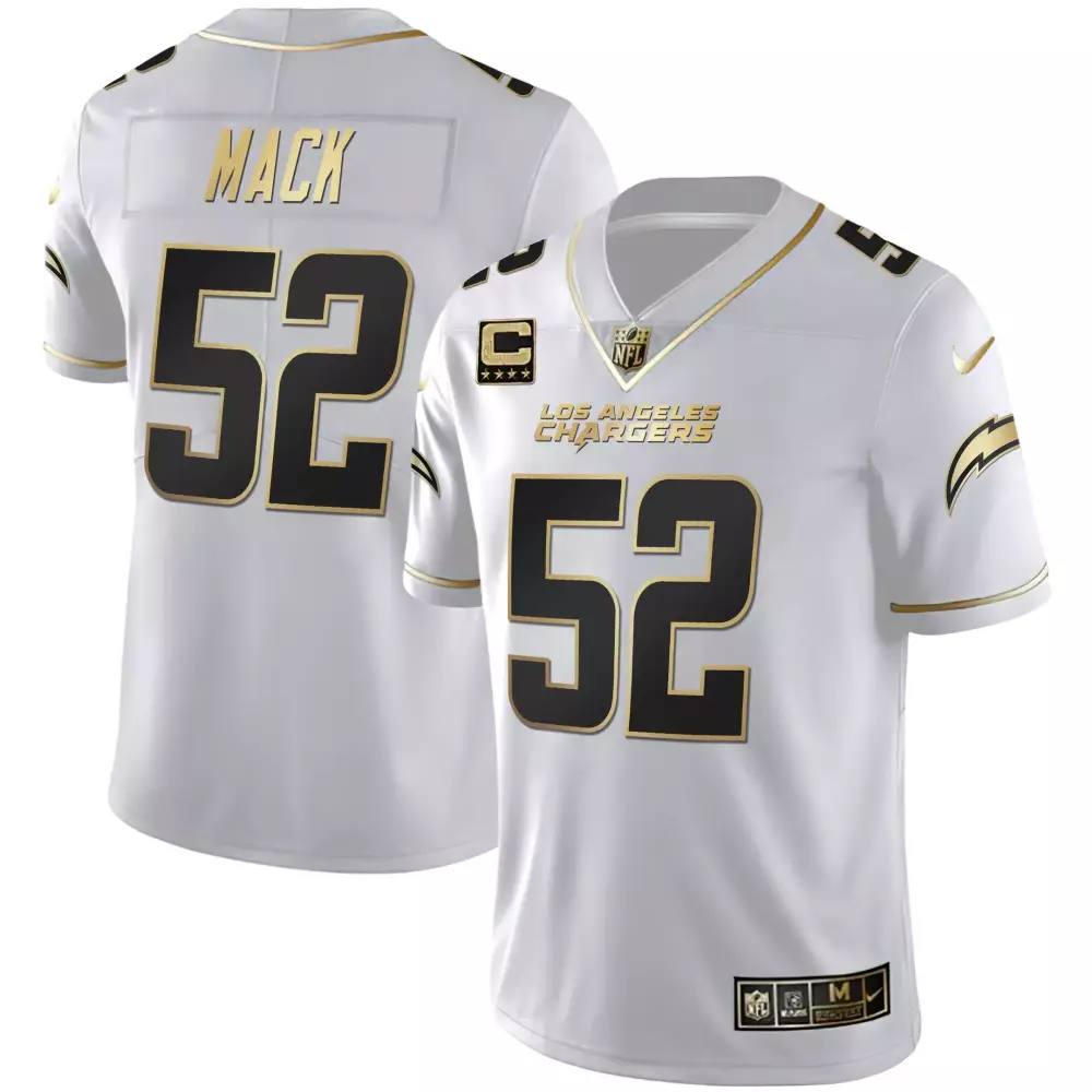 Khalil Mack White Gold Jersey | Los Angeles Chargers 2023 Stitched Fan Gear | For Men, Women & Youth