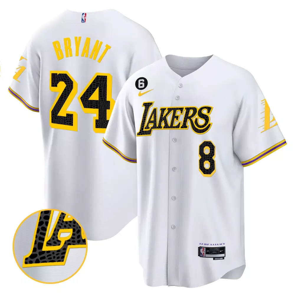 Kobe Bryant Los Angeles Lakers Cool Base Mamba Jersey | White | All Stitched | Fan Gear for Men, Women & Youth