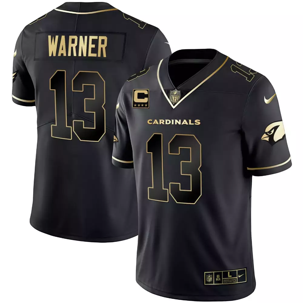 Kurt Warner Black Gold Vapor Limited Jersey | Stitched Arizona Cardinals Fan Gear | For Men, Women & Youth