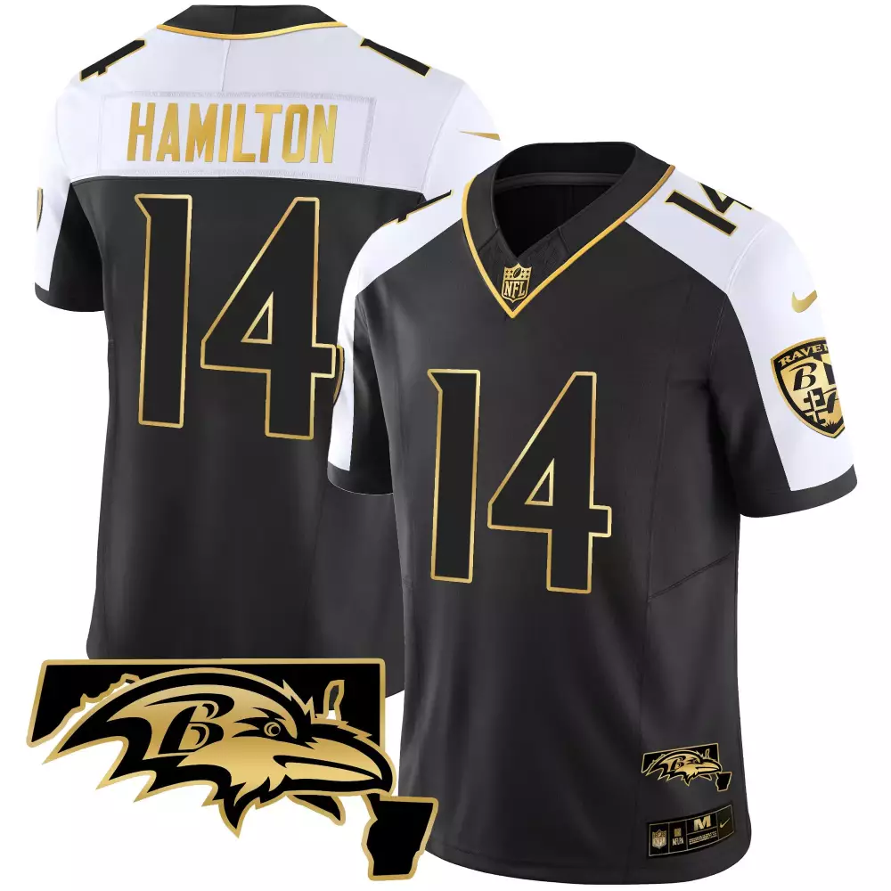 Kyle Hamilton Baltimore Ravens Maryland Patch Vapor Gold Jersey | Stitched Fan Gear | For Men, Women & Youth