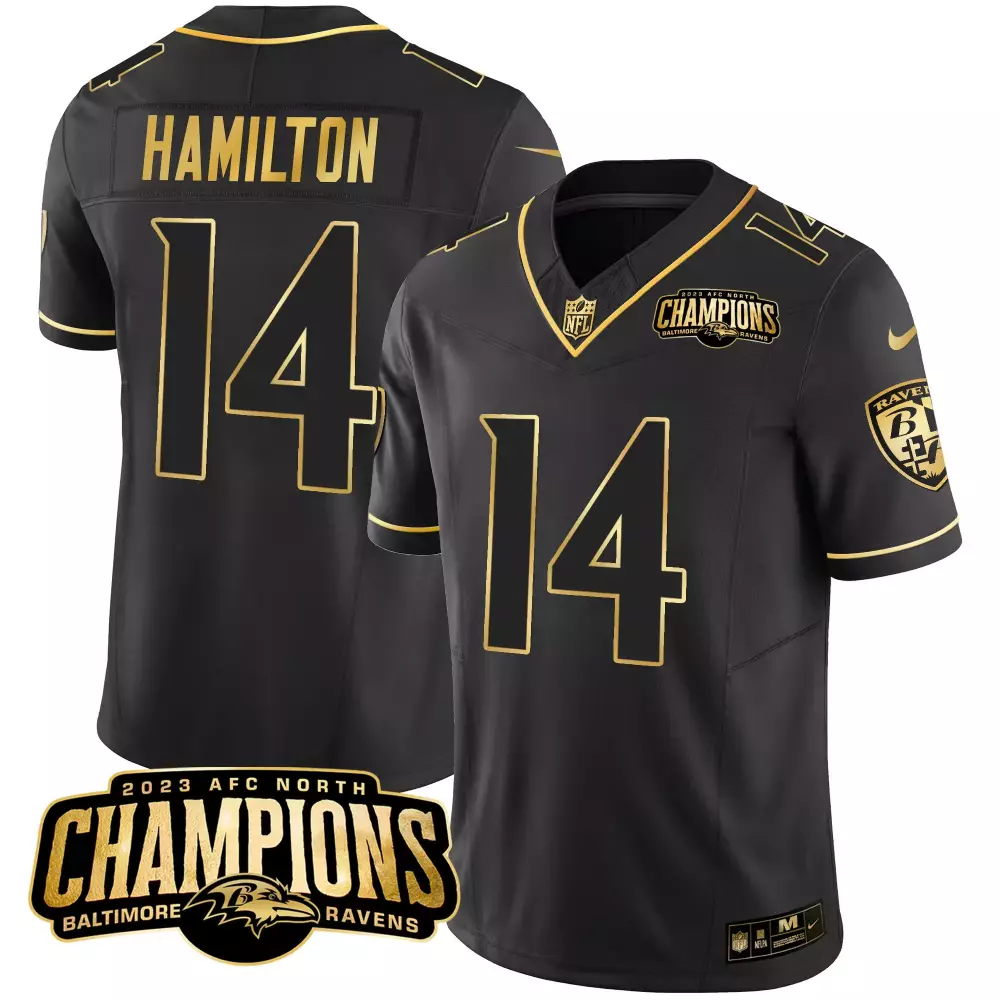 Kyle Hamilton Baltimore Ravens 2023 Black Gold Jersey | Maryland Patch | Stitched Fan Gear | For Men, Women & Youth
