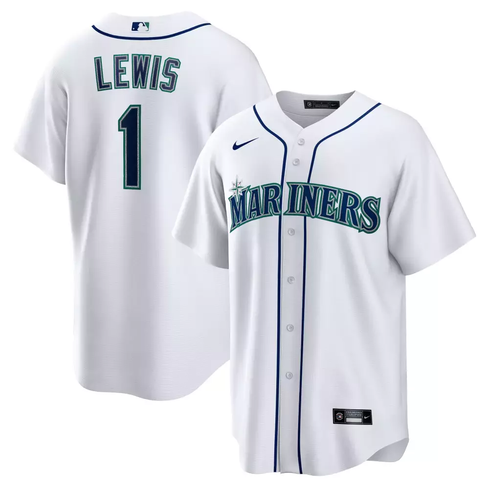 Kyle Lewis Seattle Mariners Cool Base Jersey | White | Stitched Fan Gear | For Men, Women & Youth