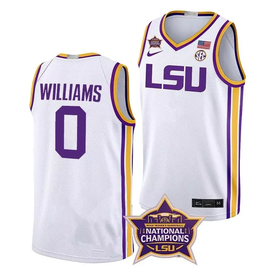 Ladazhia Williams LSU Tigers Women's College Basketball Champions Jersey | White 2023 Stitched | Fan Gear for Women