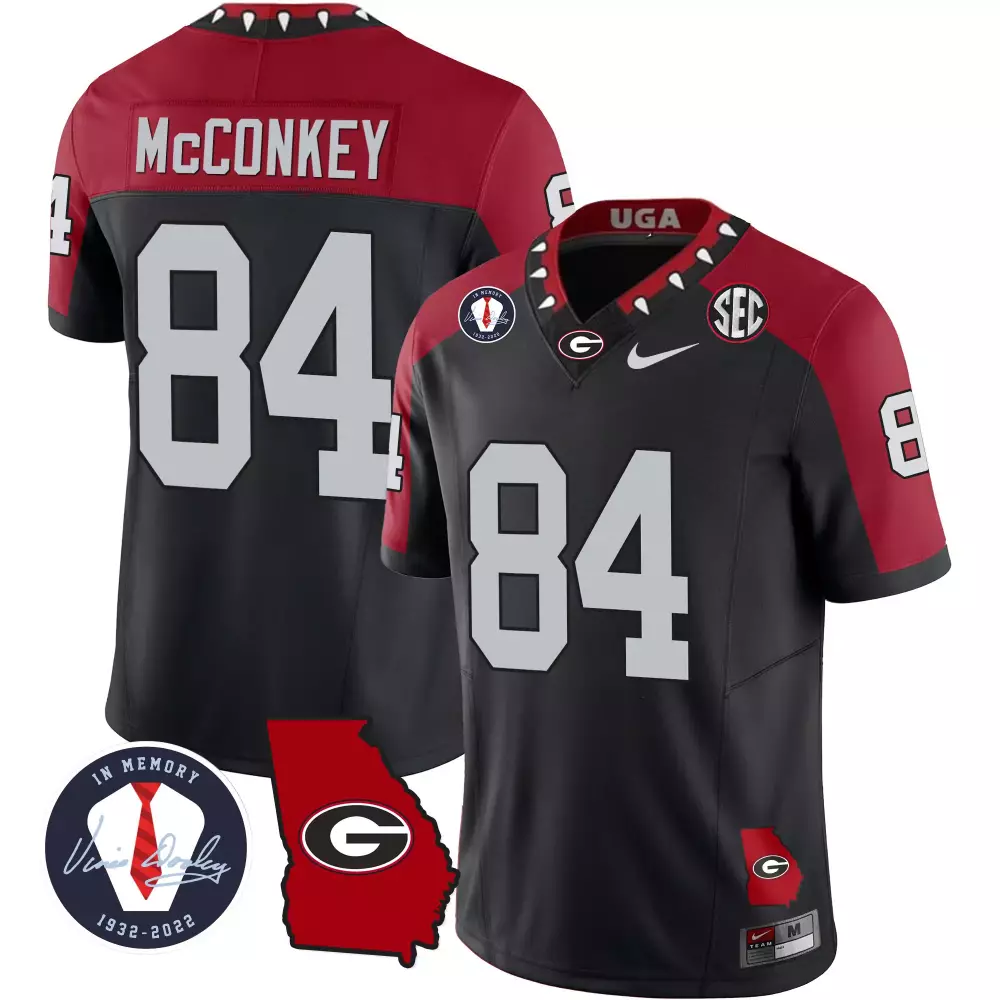 Ladd McConkey Georgia Bulldogs 2023 Special Color Sleeves Jersey | Black Stitched | Fan Gear for Men, Women & Youth