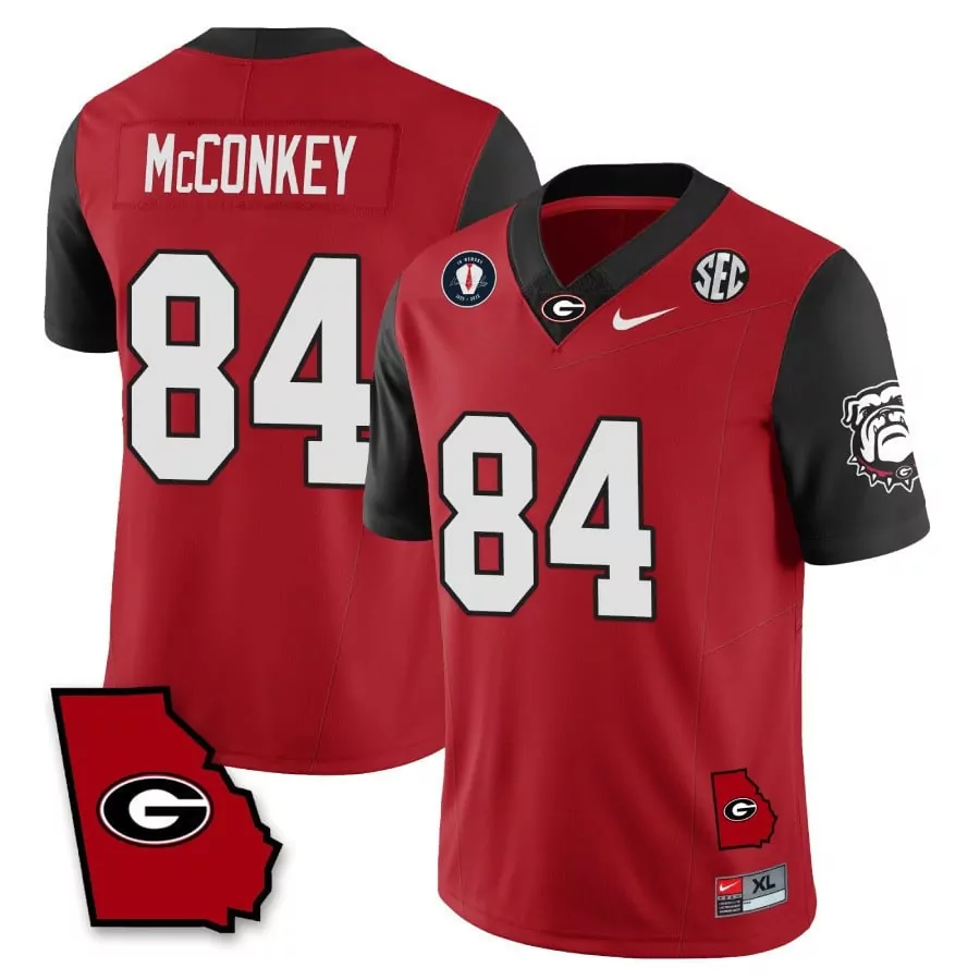 Ladd McConkey Georgia Bulldogs 2023 Youth Color Sleeves Jersey | Red Stitched | Fan Gear for Men, Women & Youth