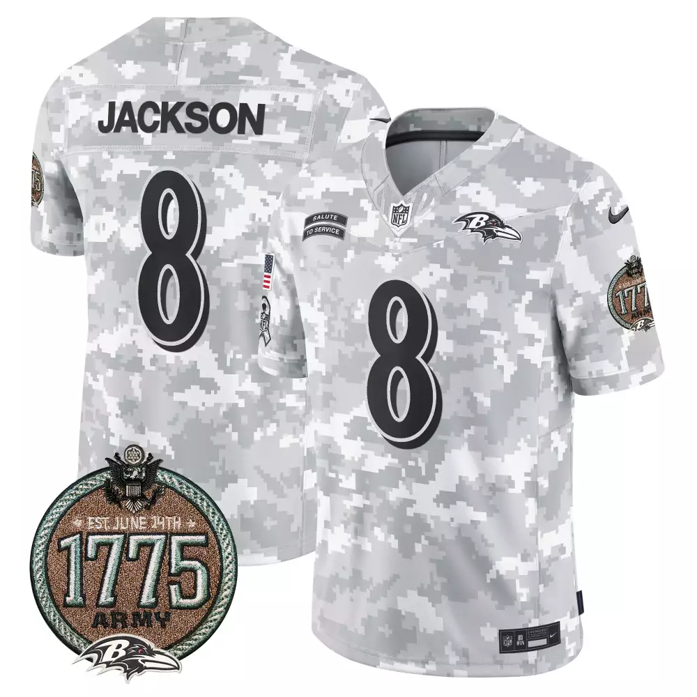Lamar Jackson Baltimore Ravens 2024 Salute to Service Army Jersey | Stitched Men's Limited Edition | For Men, Women & Youth