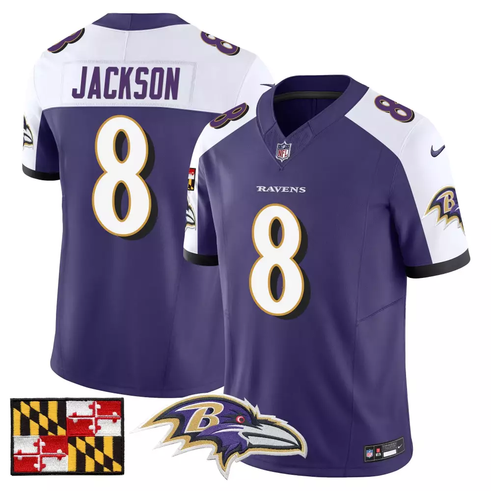 Lamar Jackson Purple Alternate Men's Baltimore Ravens 2024 Maryland Flag Vapor Limited Jersey | Stitched | Fan Gear for All | For Men, Women & Youth