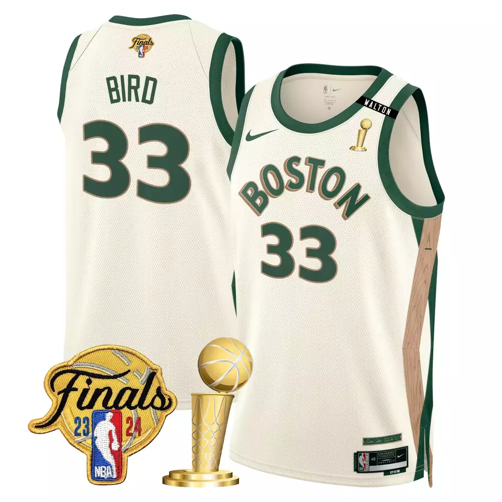 Larry Bird 2024 Final Champions Patch Jersey V2 | City Edition Swingman Style | Boston Celtics Fan Gear | For Men, Women & Youth