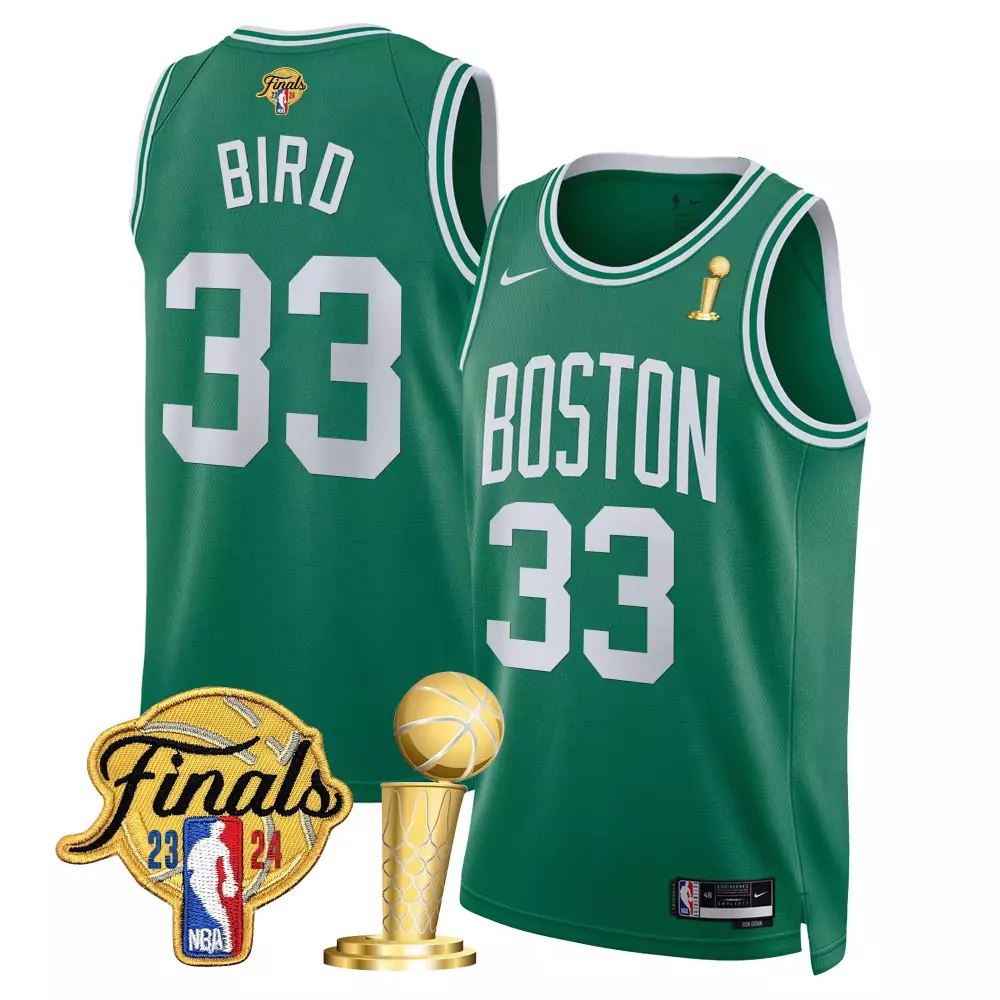 Larry Bird Boston Celtics 2024 Final Champions Patch Swingman Jersey | All Stitched | Men's Fan Gear | For Men, Women & Youth