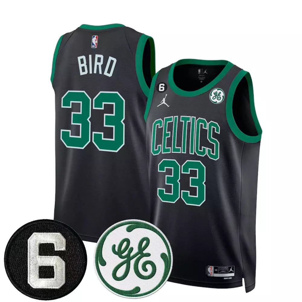 Larry Bird Boston Celtics 2024 Finals Patch Statement Swingman Jersey V2 | All Stitched | Men's Fan Gear | For Men, Women & Youth