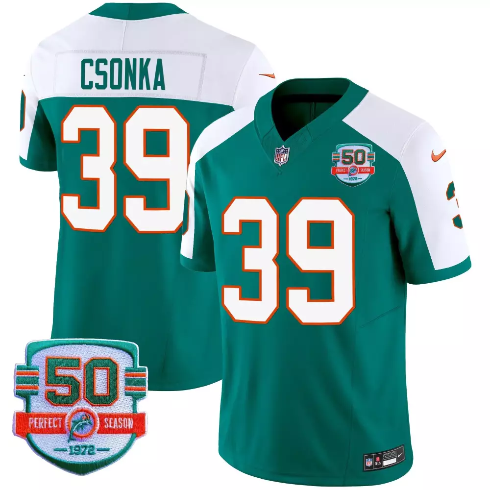 Larry Csonka Miami Dolphins Throwback Vapor Jersey | Stitched Aqua | Limited Edition Fan Gear | For Men, Women & Youth