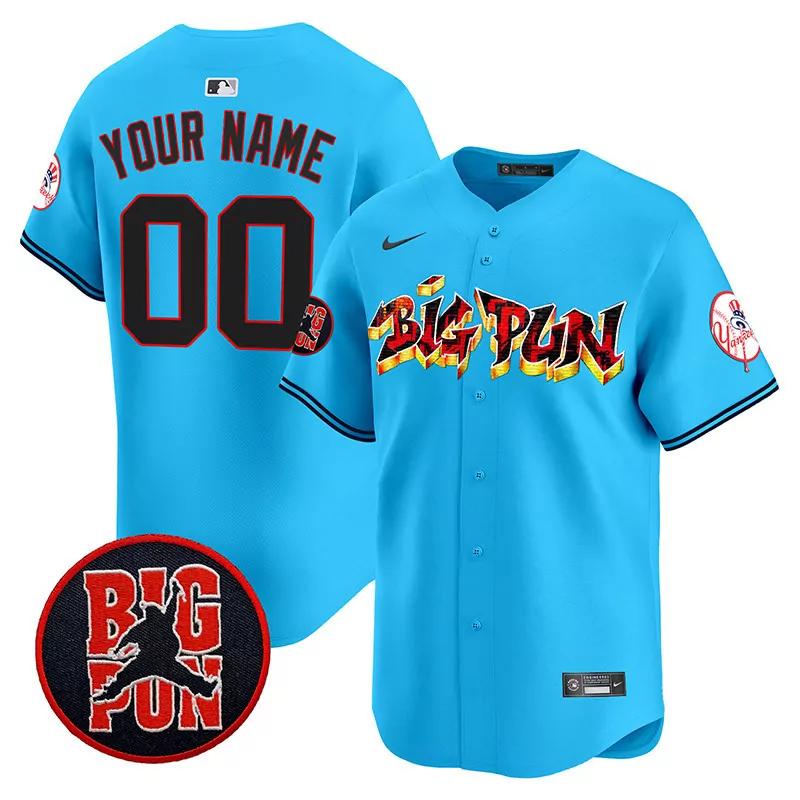Light Blue Yankees Big Pun Jersey | Men's Vapor Premier Limited Edition | All Stitched Custom Gear | For Men, Women & Youth