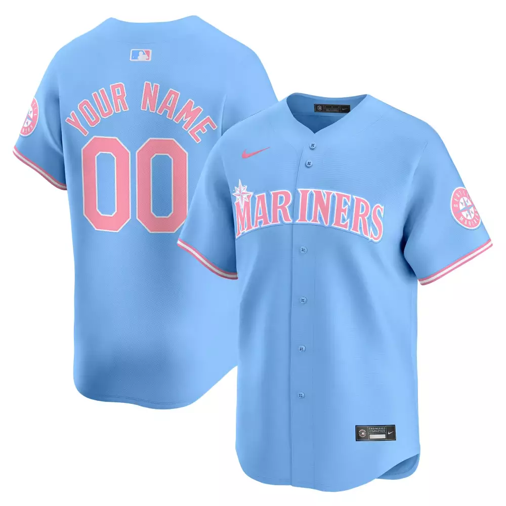 Seattle Mariners Light Blue Bubblegum Pink Vapor Premier Limited Custom Jersey | All Stitched | Unisex Fan Gear | For Men, Women & Youth