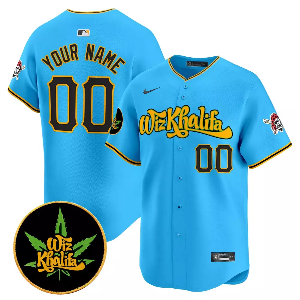Wiz Khalifa Pittsburgh Pirates Vapor Premier Jersey | Light Blue Stitched Custom for Youth | Limited Edition Fan Gear | For Youth