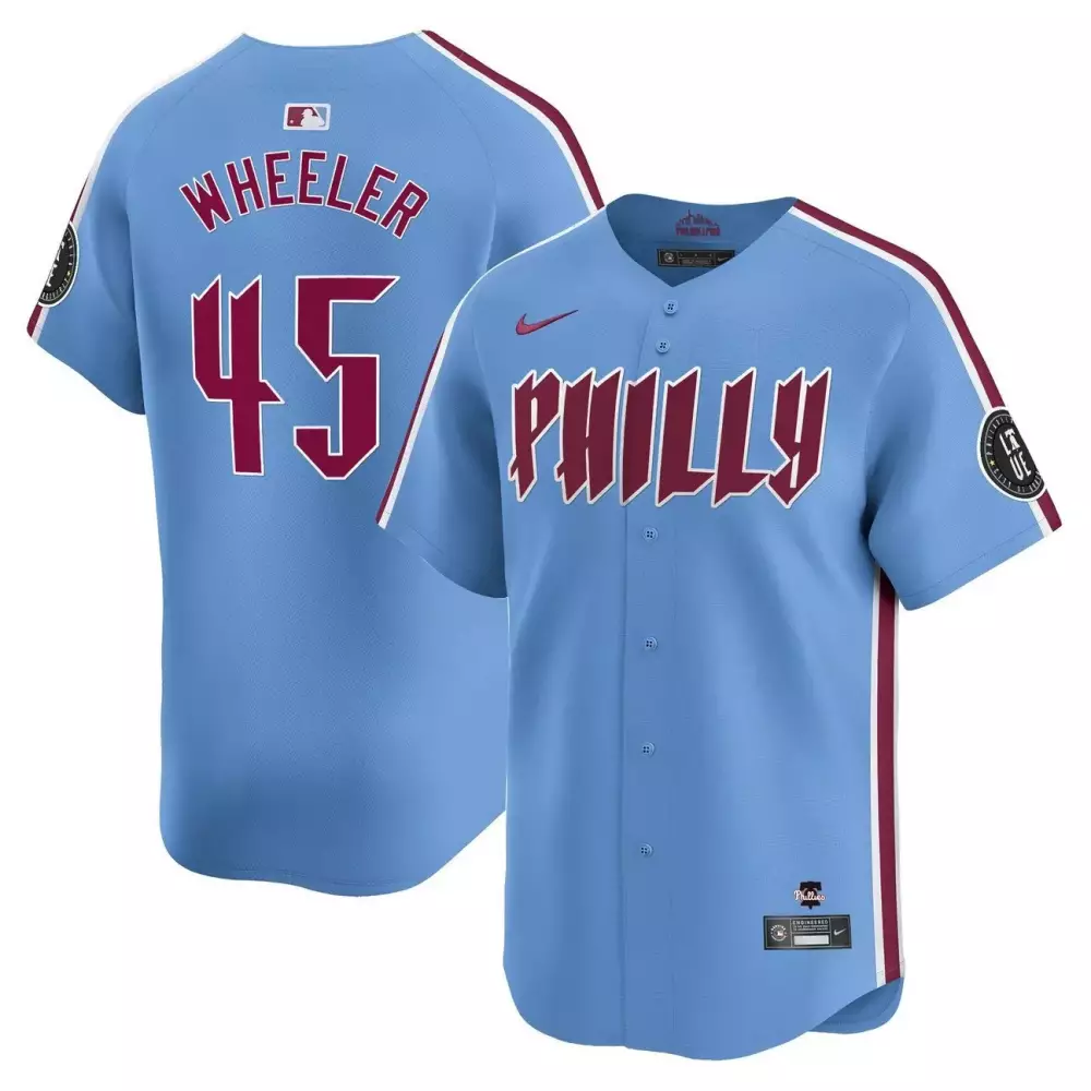 Zack Wheeler Philadelphia Phillies 2024 City Connect Limited Jersey | Light Blue | Fan Gear for Men, Women & Youth