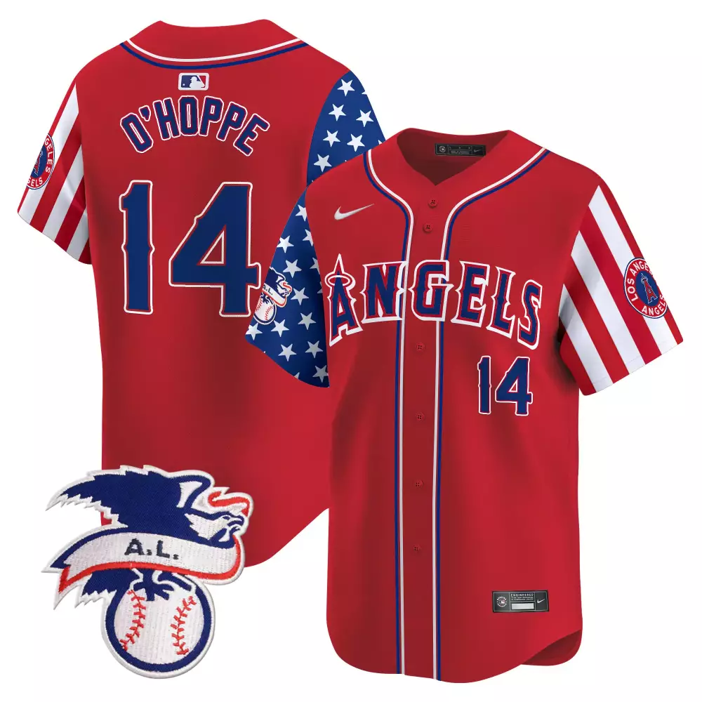 Logan O'Hoppe Los Angeles Angels Red 2024 Fourth of July Vapor Premier Limited Jersey | All Stitched Fan Gear | For Men, Women & Youth