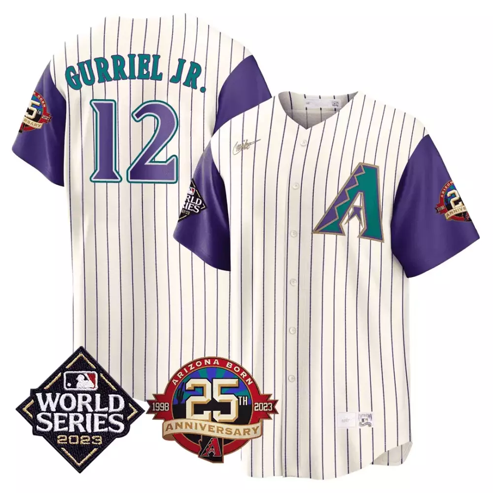 Lourdes Gurriel Jr. 2023 World Series Patch Men's Arizona Diamondbacks Throwback Jersey | All Stitched | Game Day Outfit for Men, Women & Youth