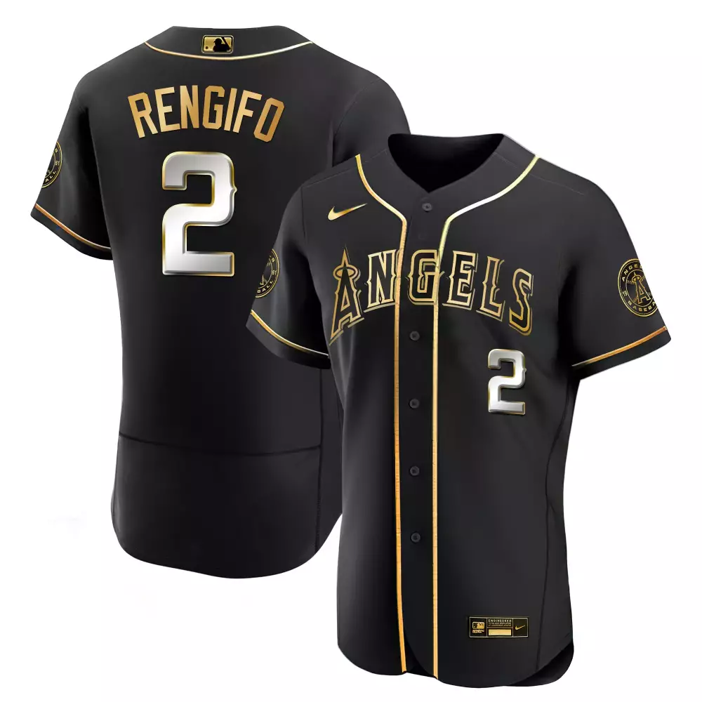 Luis Rengifo Flex Black Red Jersey | Los Angeles Angels | All Stitched | Fan Gear for Men