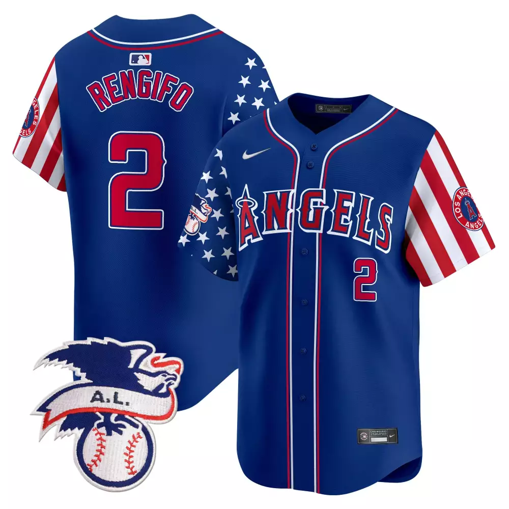 Luis Rengifo White Fourth of July Jersey | Los Angeles Angels | Limited Edition | Fan Gear for Men
