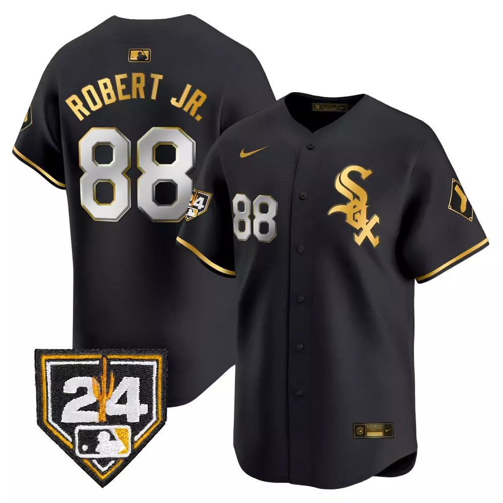Luis Robert Jr. Spring Training Patch Black Gold Jersey | Chicago White Sox 2024 Limited Edition | All Stitched | For Men, Women & Youth