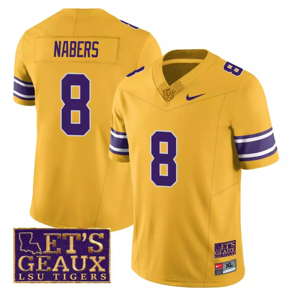 Malik Nabers LSU Tigers 2023 Stitched Jersey | Yellow Lets Geaux Patch | Replica Fan Gear for Men, Women & Youth