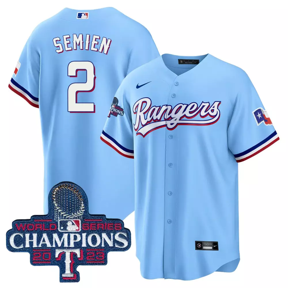 Texas Ranger Pach Marcus Semien Blue Men’s Texas Rangers 2023 Flex Base Jersey | Texas ...