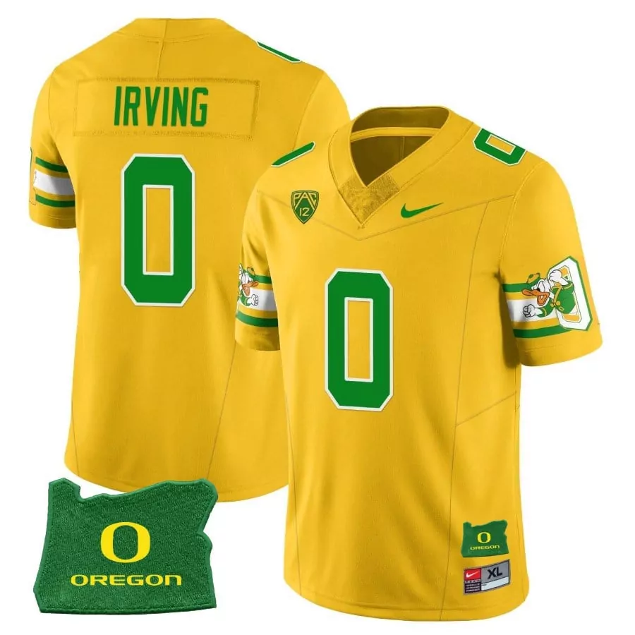 Markeise Irving Oregon Ducks 1984 Throwback Jersey | Stitched Yellow | Replica Fan Gear | For Men, Women & Youth