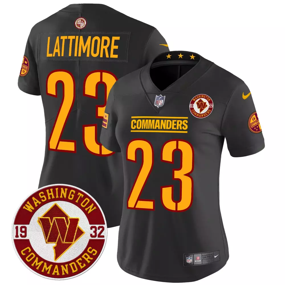 Marshon Lattimore Black Women's Washington Commanders 2024 Vapor Limited Jersey | Est 1932 Patch | Fan Gear for Women & Youth