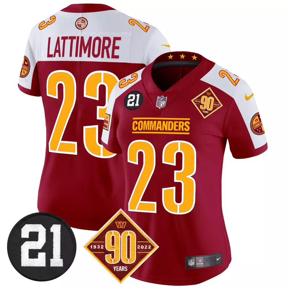 Marshon Lattimore Burgundy Alternate Women's Washington Commanders 90th Sean Taylor Patch Jersey | Vapor Limited | Fan Gear for Women & Youth
