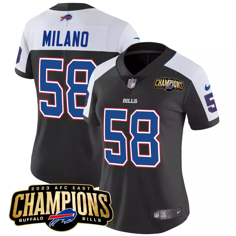 Milano Buffalo Bills Women's 2023 AFC East Champions Vapor Jersey | Black Alternate Stitched Fan Gear | For Men, Women & Youth