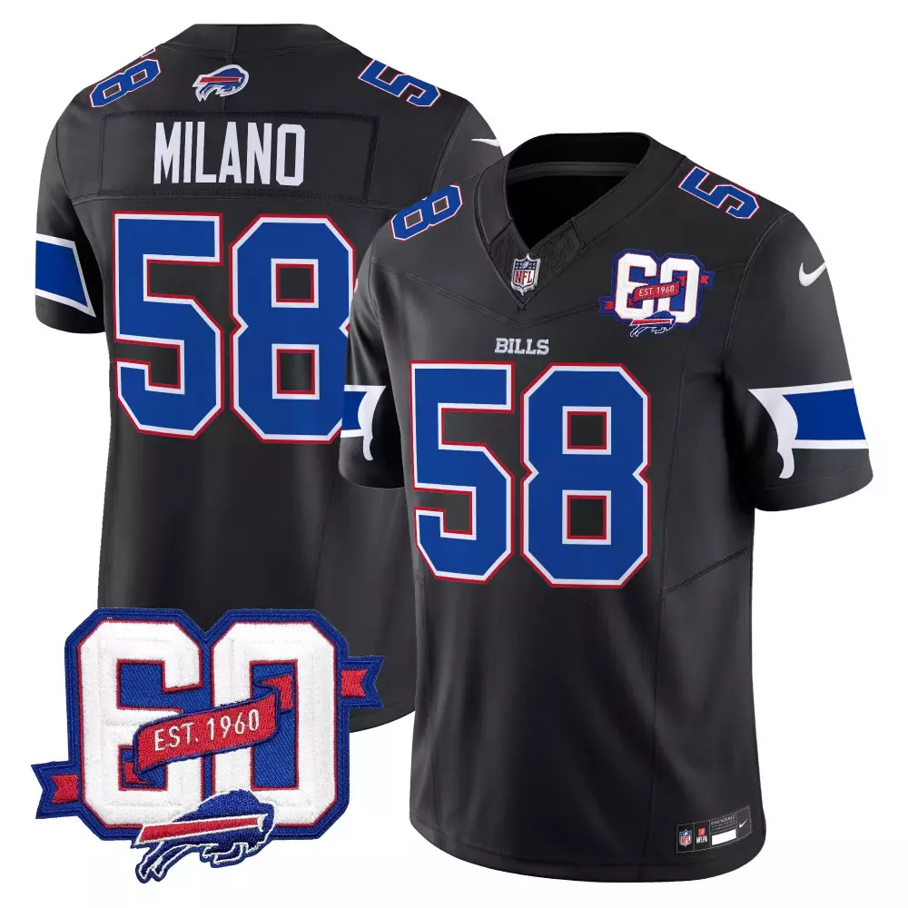 Milano Buffalo Bills Black Men's Jersey | 60th Anniversary Patch | Vapor Limited Edition for All
