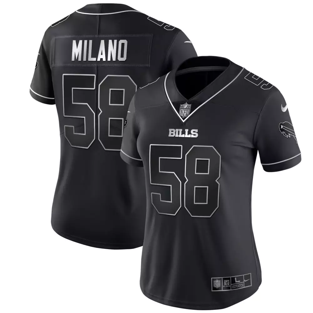 Milano Buffalo Bills Black Silver Women's Jersey | White Gold Edition | Stitched Fan Gear for All
