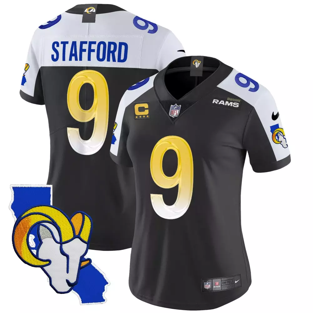 Matthew Stafford Black Alternate Women's Jersey | Los Angeles Rams California Patch | Limited Edition Vapor for Men, Women & Youth