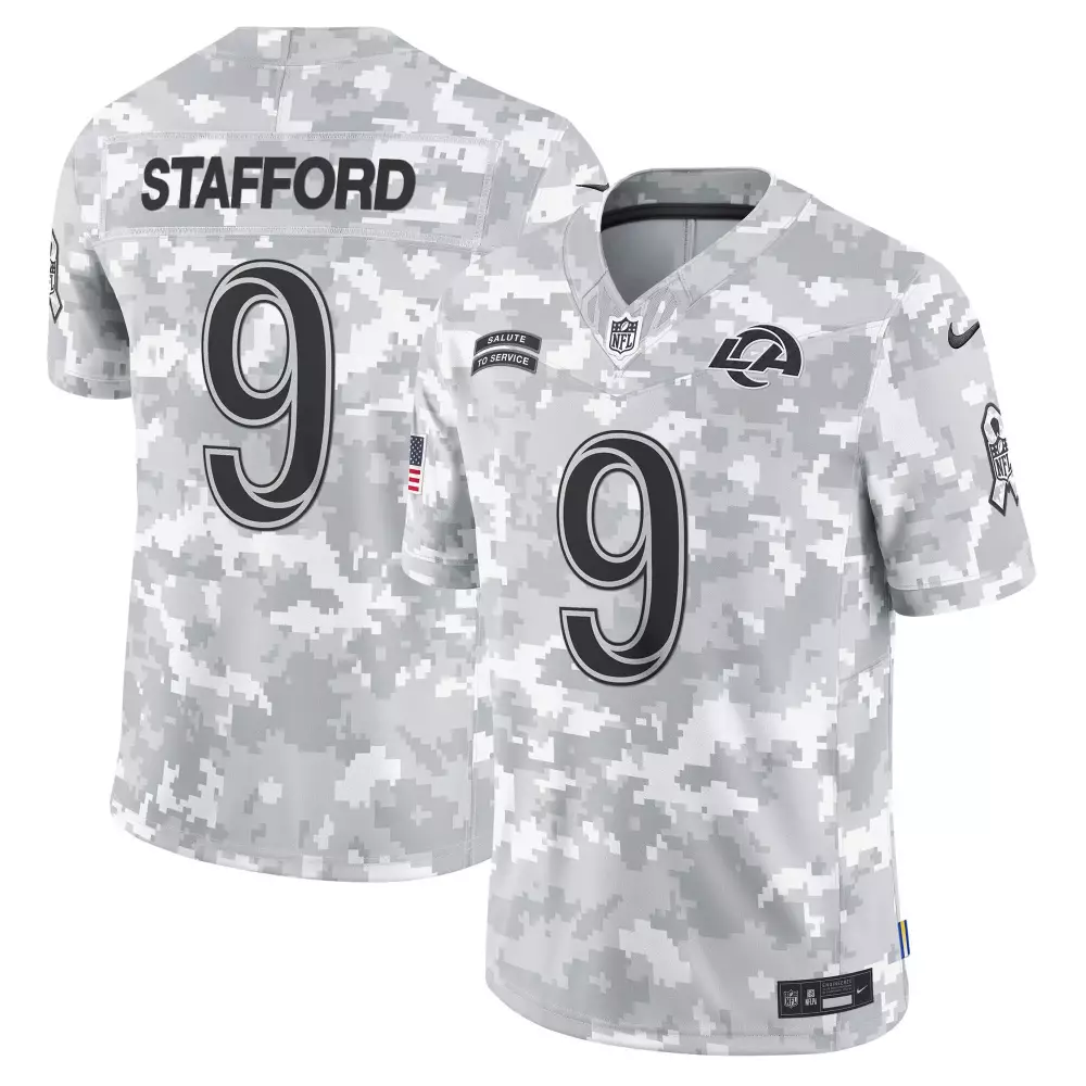Matthew Stafford Los Angeles Rams 2024 Salute to Service Vapor Limited Jersey | Arctic Camo | Limited Edition for Men