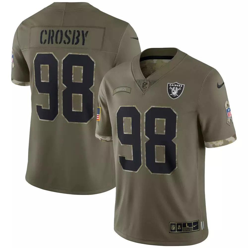 Maxx Crosby Las Vegas Raiders 2024 Salute to Service Vapor Limited Jersey | Arctic Camo | All Stitched | For Youth | For Men, Women & Youth