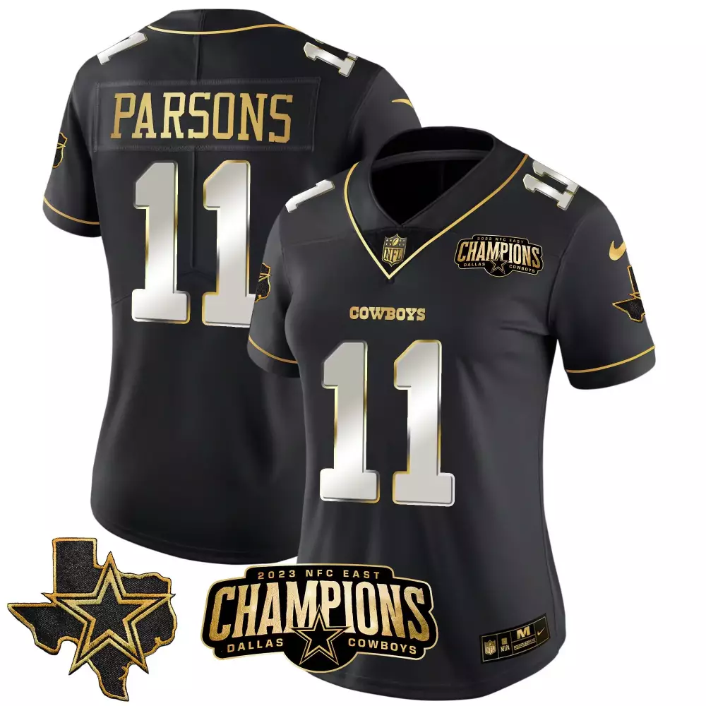 Micah Parsons Dallas Cowboys Black Limited Women's Jersey | 2023 NFC East Champions Patch Gold Vapor | For Men, Women & Youth