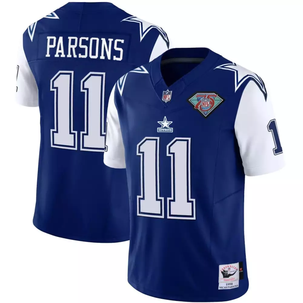 Micah Parsons Dallas Cowboys Navy 75th Patch Stitched Jersey | Commemorative Fan Gear for Men, Women & Youth | Perfect for Game Day