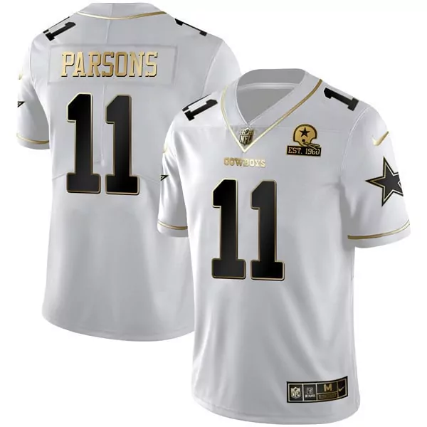 Micah Parsons Dallas Cowboys Gold Split Vapor Jersey | Est 1960 Patch | All Stitched Fan Gear | For Men, Women & Youth