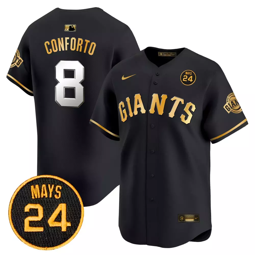 Michael Conforto San Francisco Giants 2024 Willie Mays Patch Vapor Premier Jersey | Black Gold | Limited Edition Fan Gear | For Men, Women & Youth
