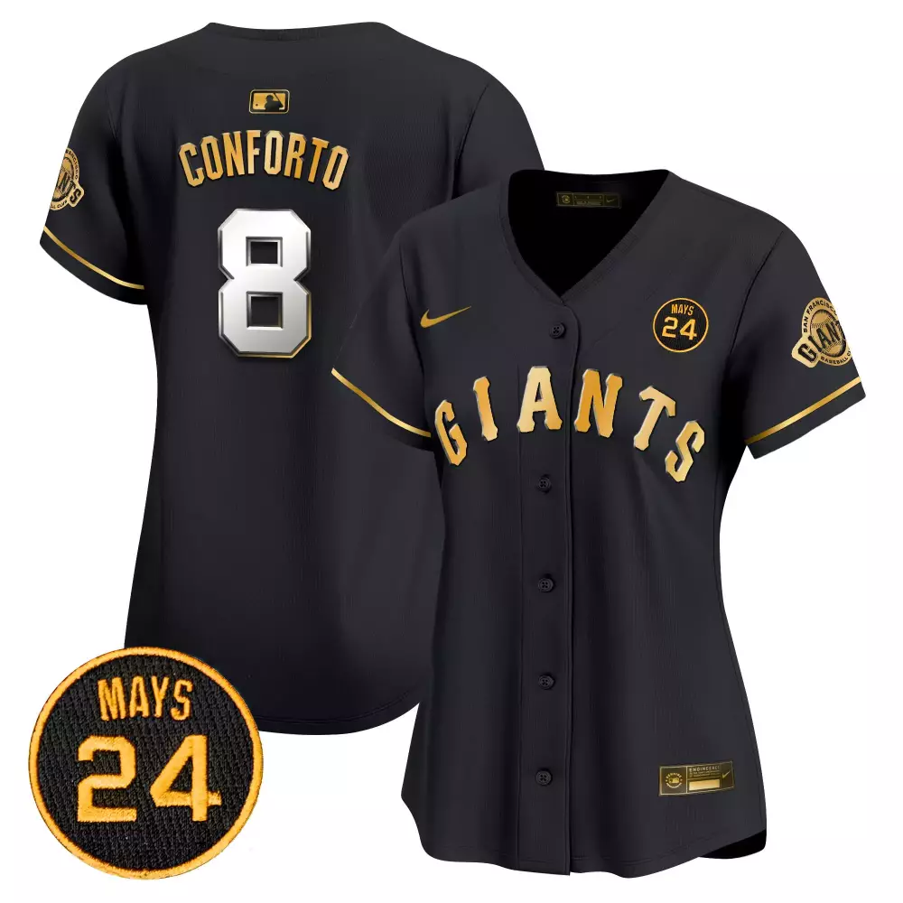 Michael Conforto San Francisco Giants 2024 Willie Mays Patch Vapor Premier Jersey | Black Gold | Limited Edition Fan Gear | For Women, Men & Youth