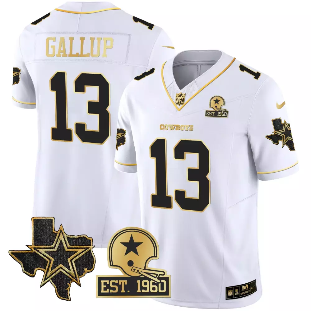 Michael Gallup Dallas Cowboys 2023 NFC East Champions Patch Gold Vapor Jersey | All Stitched Fan Gear | For Men, Women & Youth