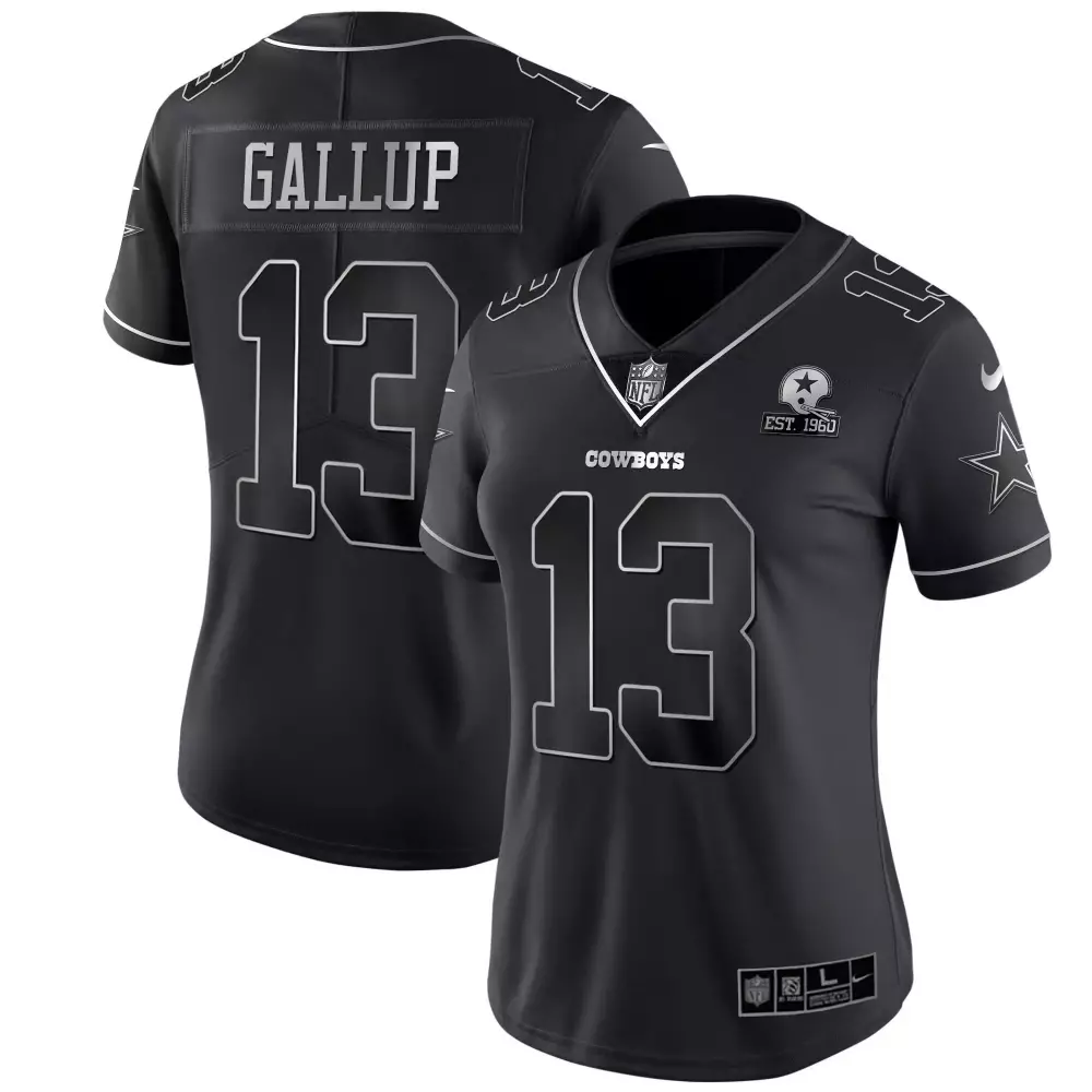 Michael Gallup Women's Dallas Cowboys Black Vapor Jersey | Limited Edition with Silver Patch | Stitched Fan Gear | For Men, Women & Youth