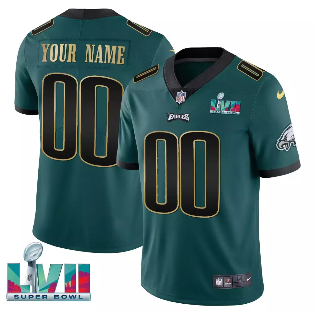 Super Bowl Custom Patch Midnight Green Philadelphia Eagles Jersey | Stitched Vapor Style for Men | Fan Gear for Game Day | For Men, Women & Youth