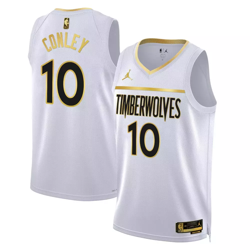 Mike Conley Minnesota Timberwolves Swingman Jersey | White Gold Stitched | Replica Fan Gear | For Men, Women & Youth