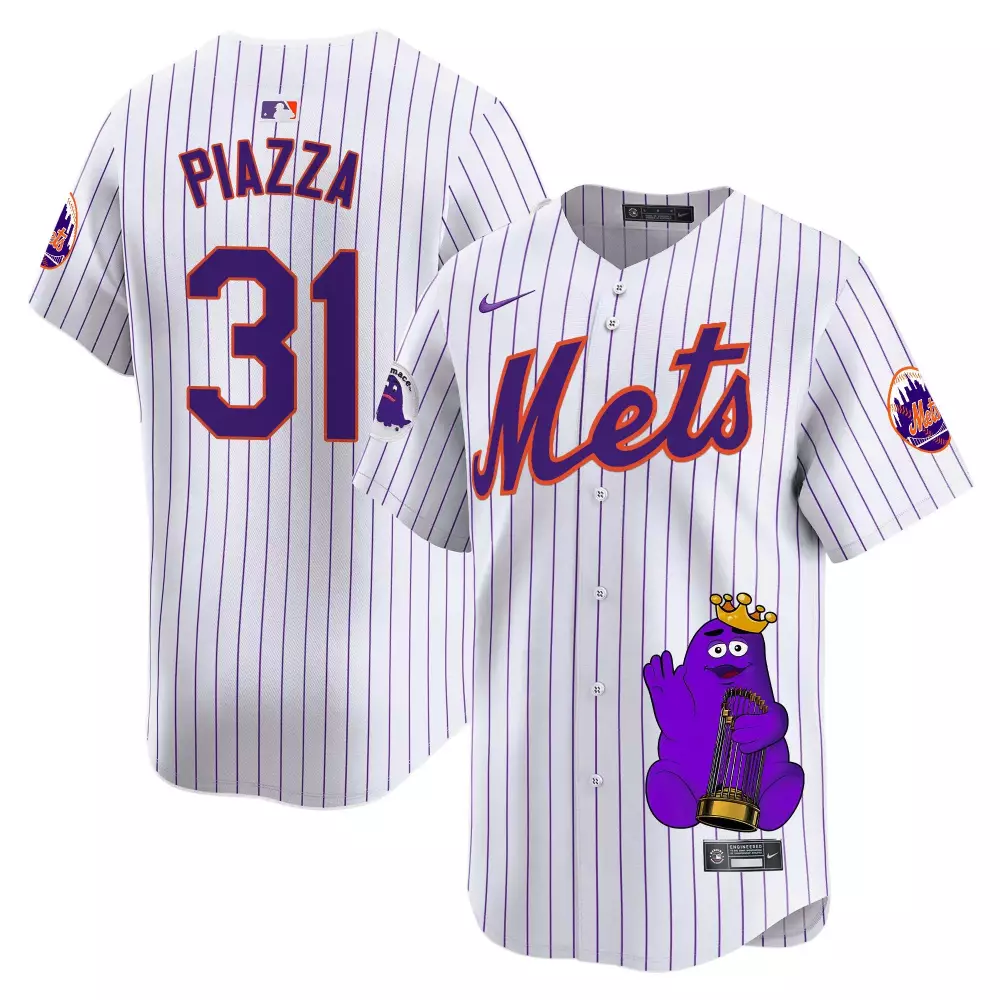Mike Piazza New York Mets Pinstripe Grimace Vapor Premier Jersey | Limited Edition Printed Fan Gear | For Men, Women & Youth
