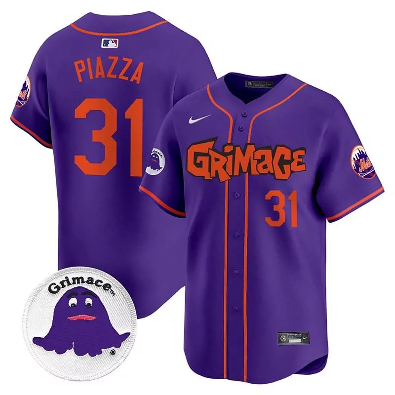Mike Piazza New York Mets Purple Grimace Vapor Premier Jersey V2 | Limited Edition Stitched Fan Gear | For Men, Women & Youth